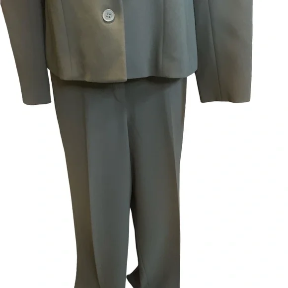 VINTAGE WOMENS JONES NEW YORK PLATINUM OLIVE GREEN PANTS SUIT - Picture 4 of 15